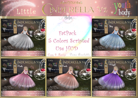 Second Life Marketplace - Little Cinderella 5 color Gown V2 ~ Youth